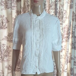 Ecru 100% Cotton Cream Textured Blouse